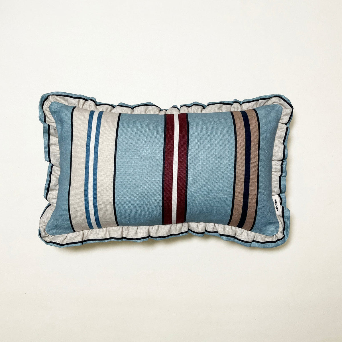 Frilled Cushion Medium: Sporty Stripes - Blue