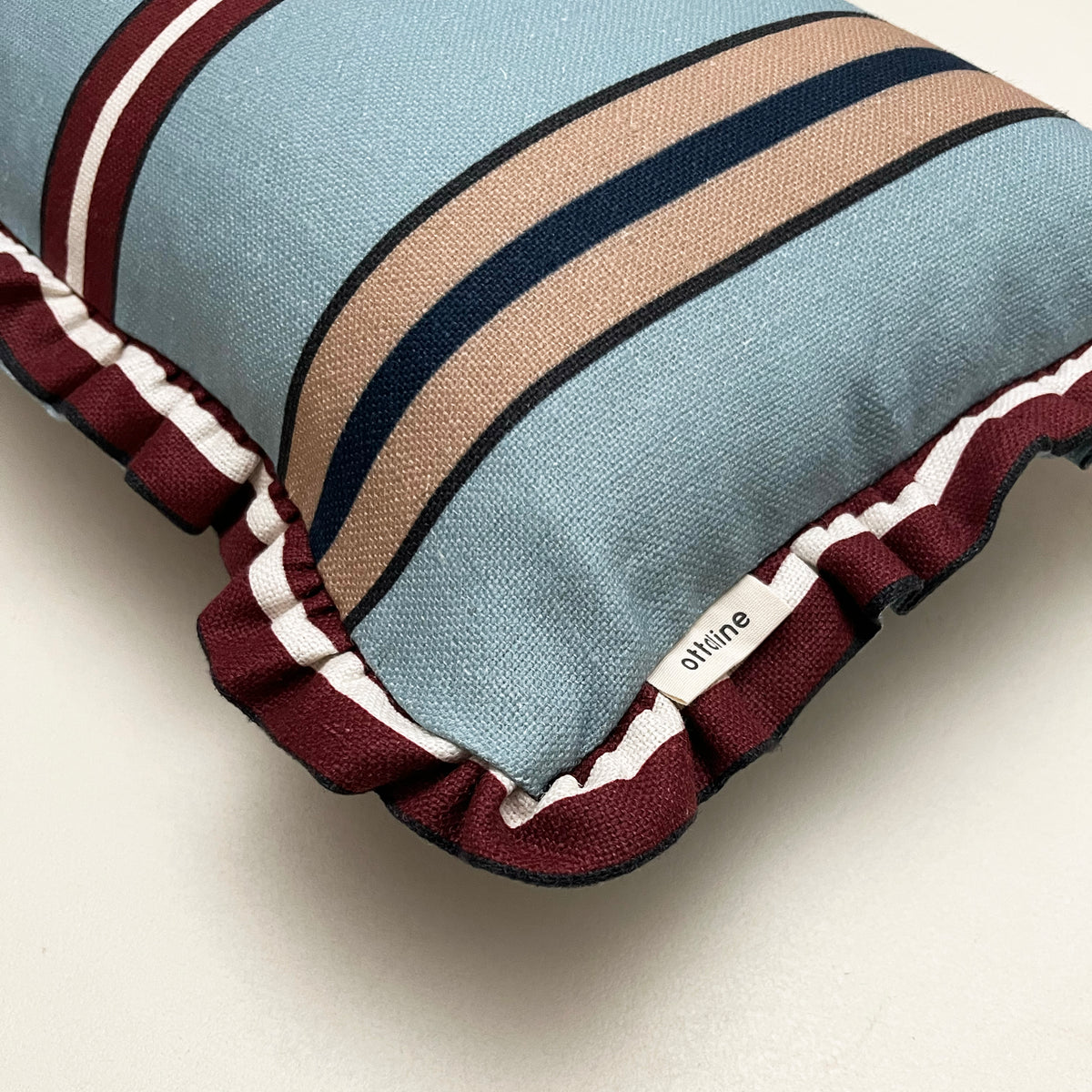 Frilled Cushion Medium: Sporty Stripes - Blue