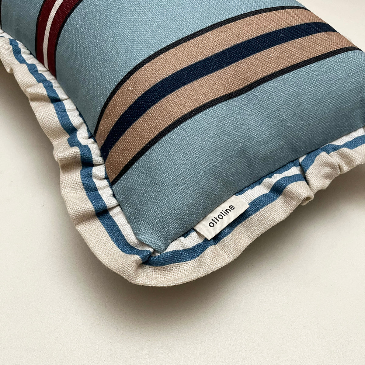 Frilled Cushion Medium: Sporty Stripes - Blue