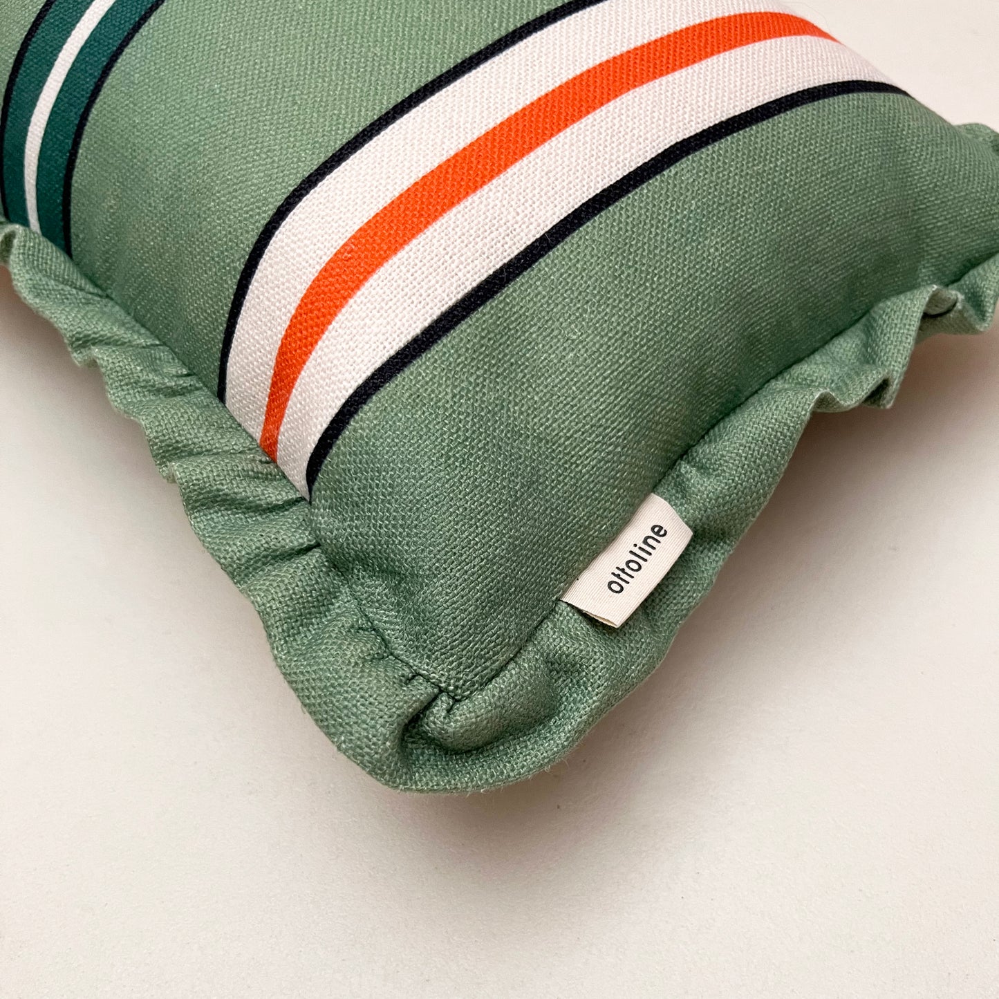 Frilled Cushion Medium: Sporty Stripes - Green