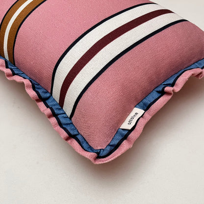 Frilled Cushion Medium: Sporty Stripes - Pink