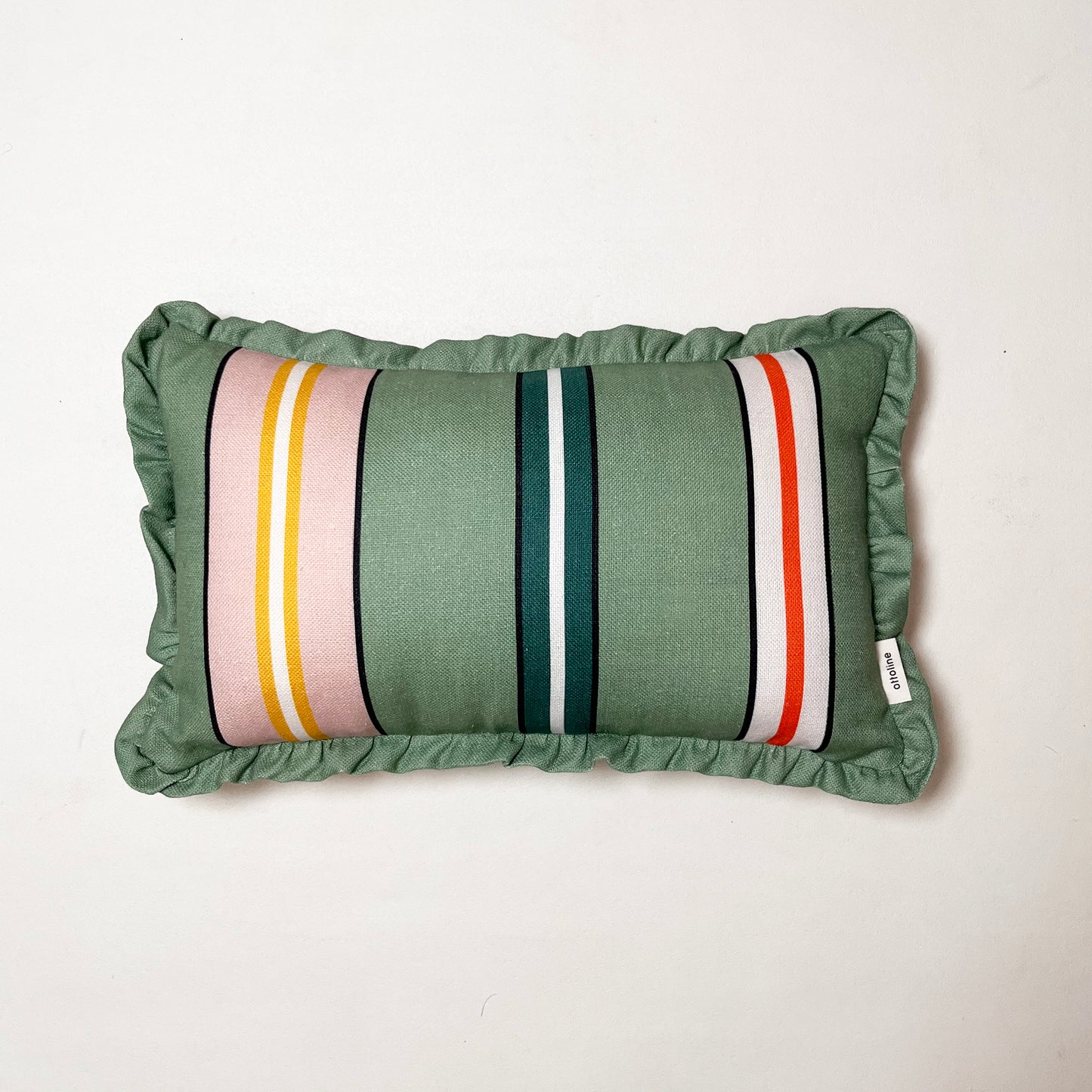 Frilled Cushion Medium: Sporty Stripes - Green