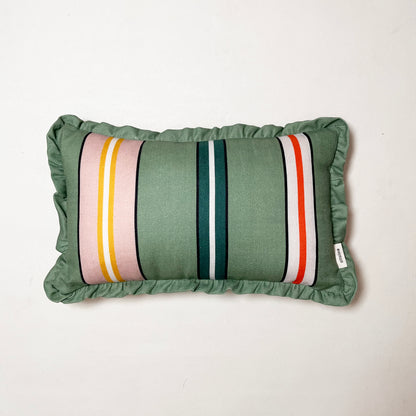 Frilled Cushion Medium: Sporty Stripes - Green