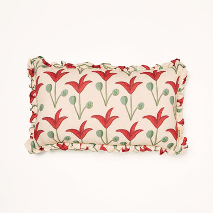 Frilled Cushion Medium: Spring Rhythm - Red