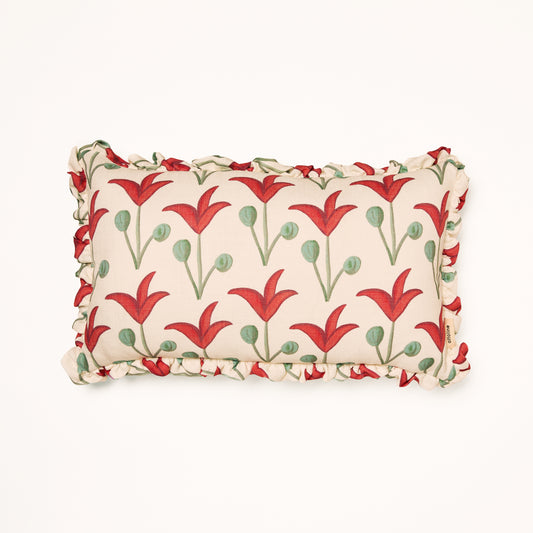 Frilled Cushion Medium: Spring Rhythm - Red