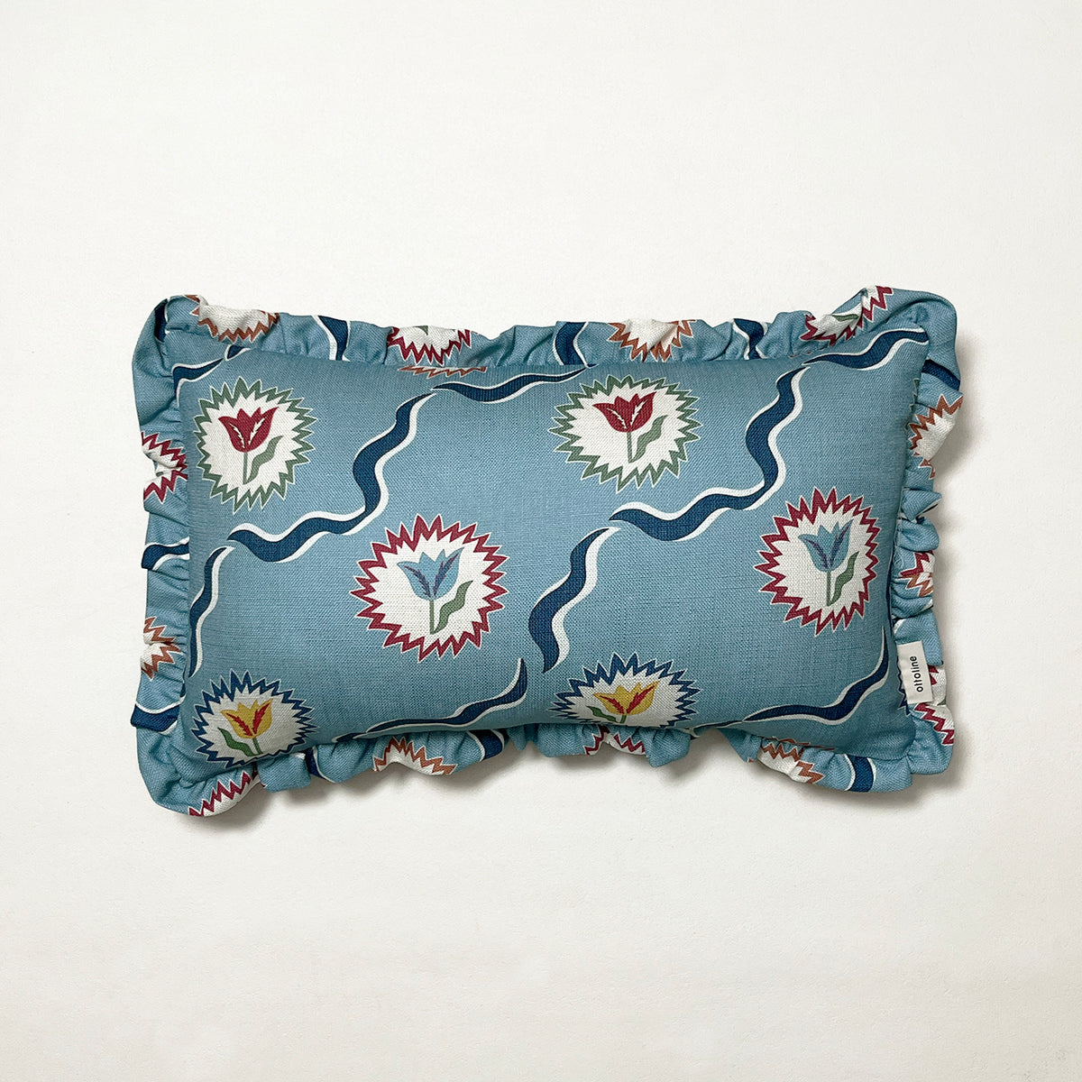 Frilled Cushion Medium: Tulips of Belgravia - Blue