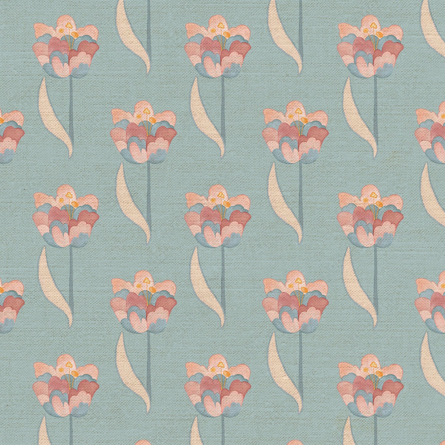 Tulips Fabric - Dreamy Blue