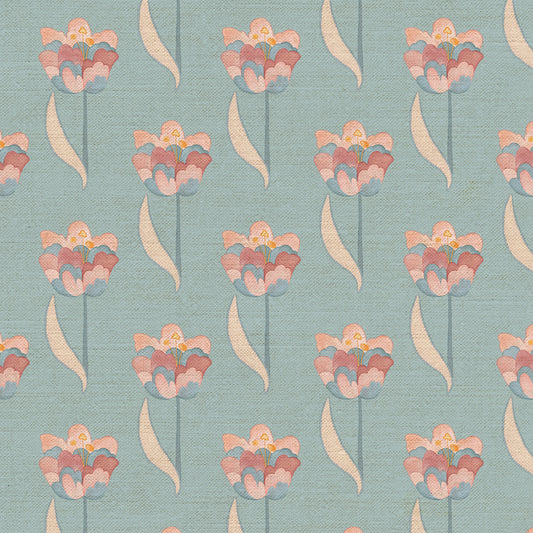 Tulips Fabric - Dreamy Blue