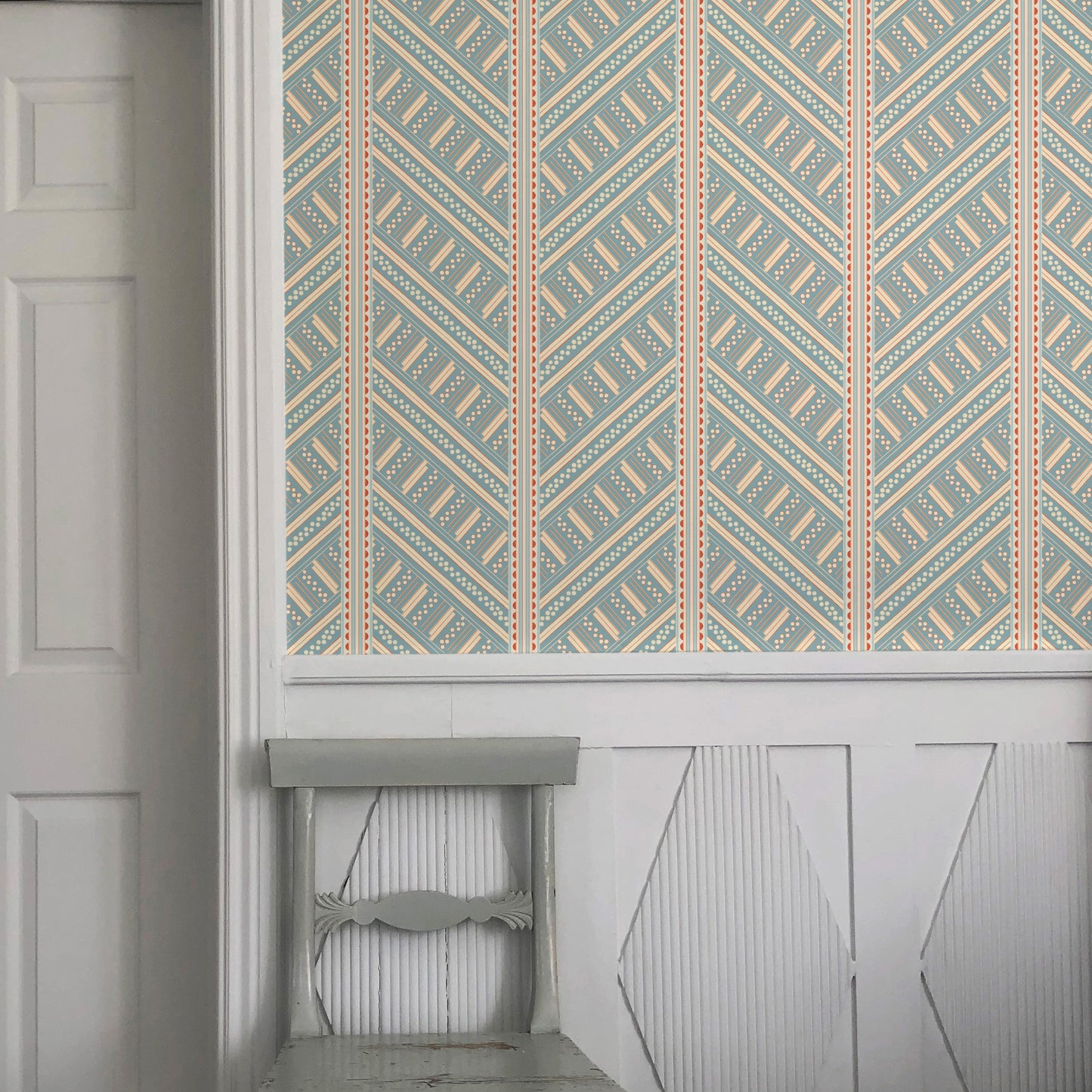 Vondel Wallpaper - Blue and Red