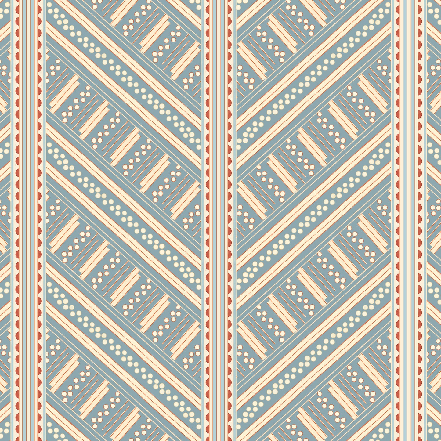 Vondel Wallpaper - Blue and Red