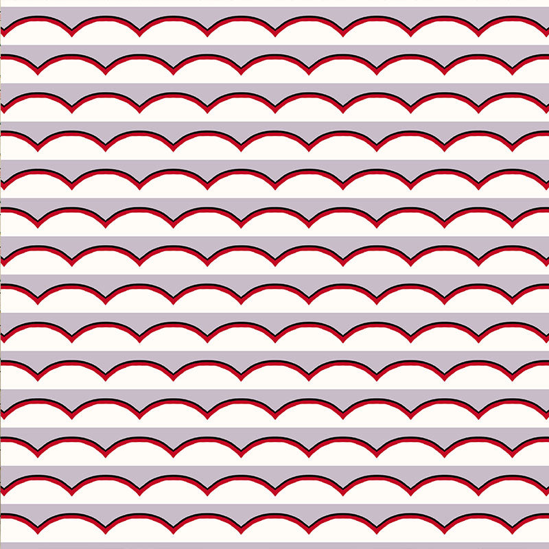 Scallops Wallpaper - Lilac and Red