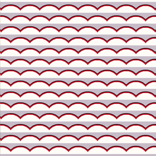 Scallops Wallpaper - Lilac and Red