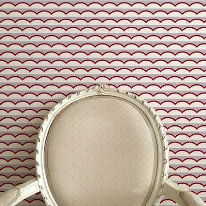 Scallops Wallpaper - Lilac and Red