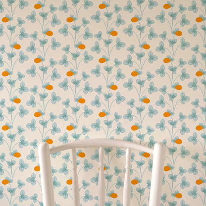 Chintz Constance Wallpaper - Light Blue & Marigold
