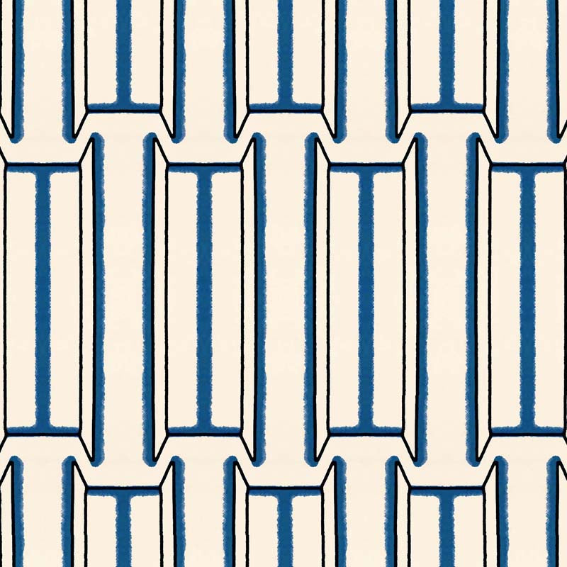 Tangier  Wallpaper- White and Blue
