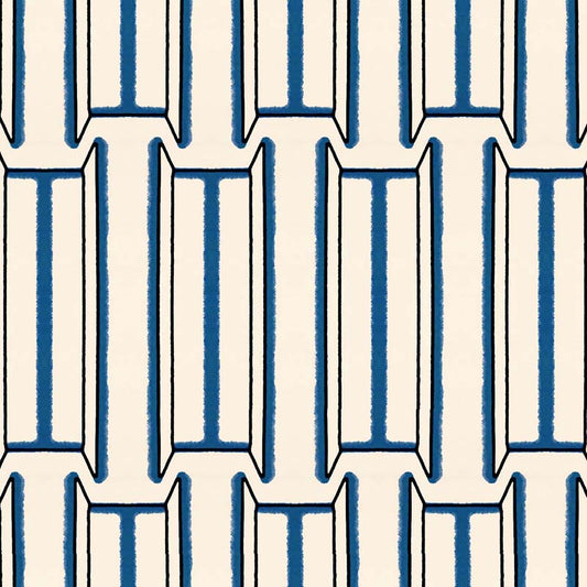 Tangier  Wallpaper- White and Blue