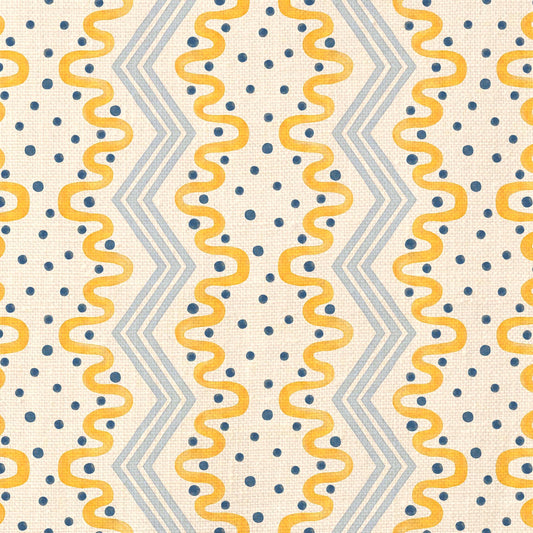Madame Ziggle Fabric - Yellow and Blue