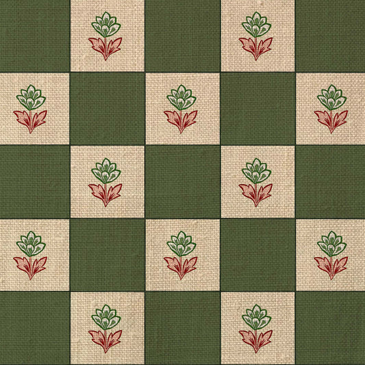 Indian Checks Fabric - Green