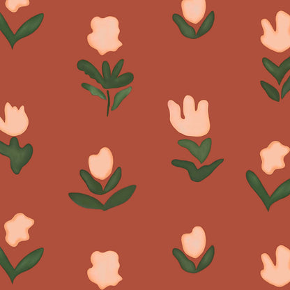 Little Wild Tulips Wallpaper - Earthy Pink