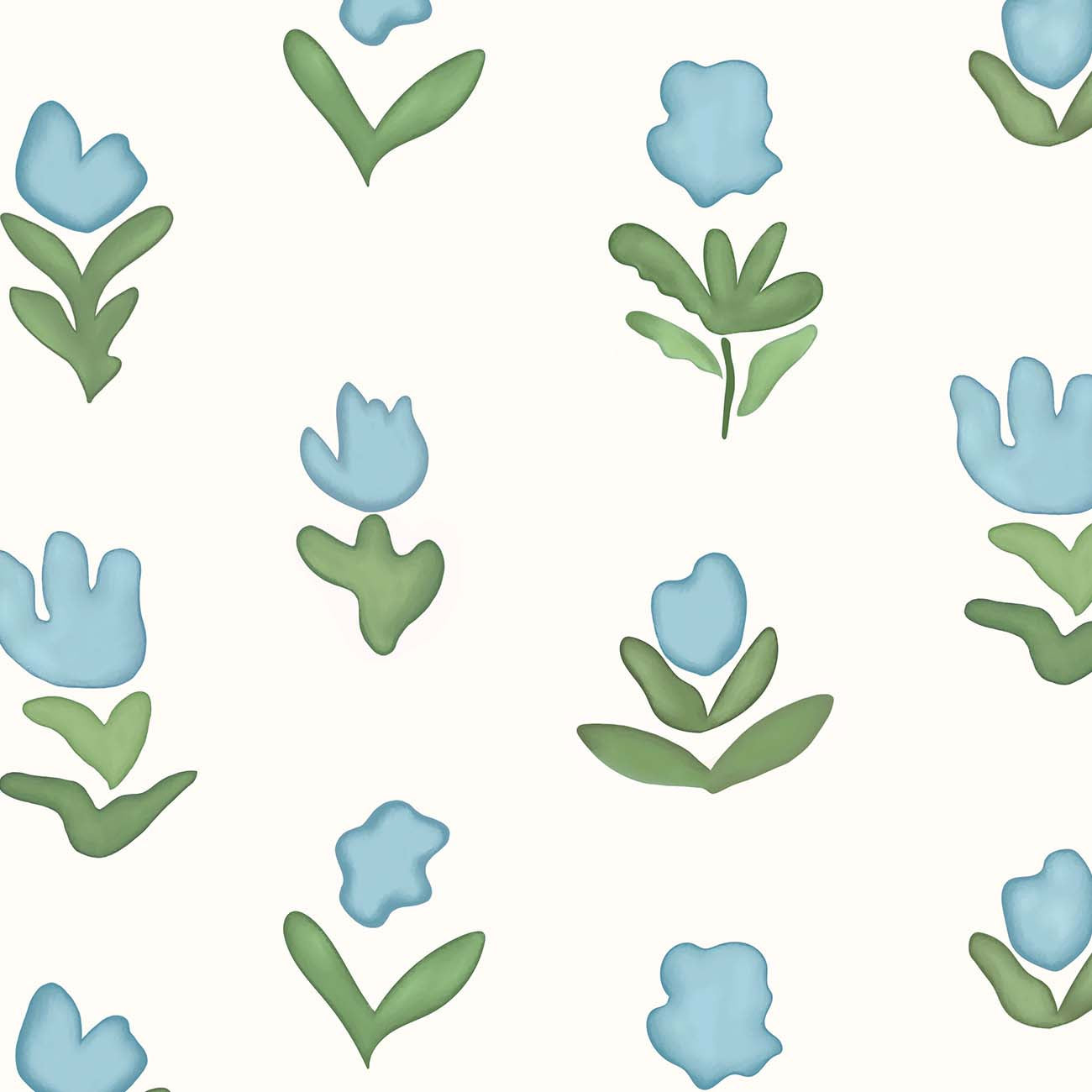 Little Wild Tulips Wallpaper-Light Blue