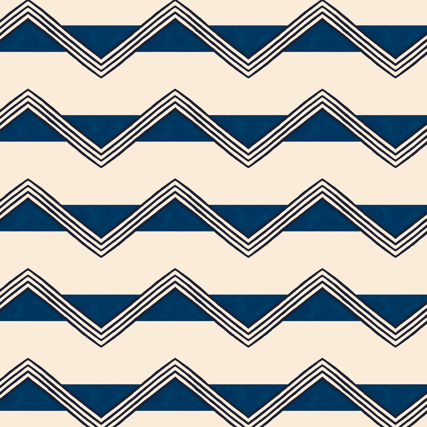 Moroccan Stripes Wallpaper - Blue & Oatmeal