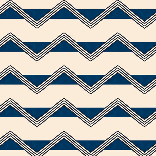 Moroccan Stripes Wallpaper - Blue & Oatmeal