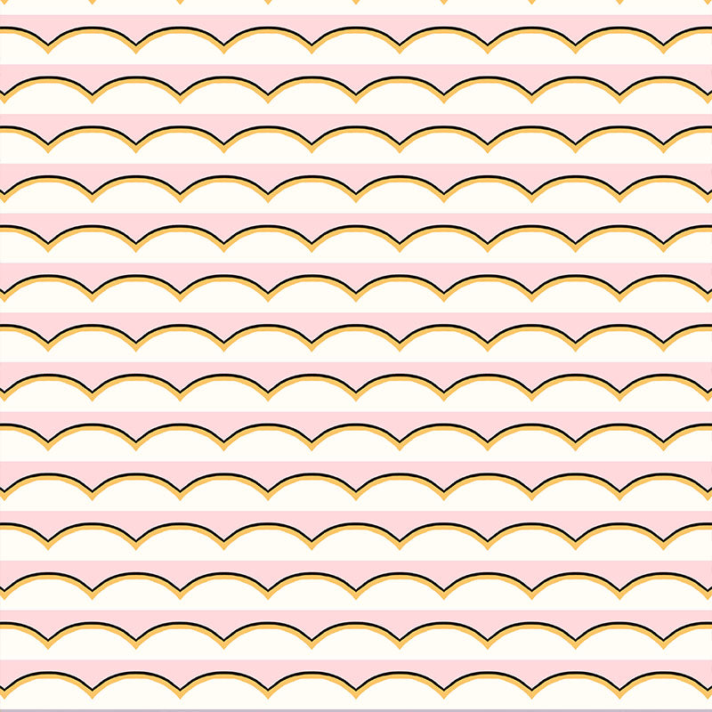 Scallops Wallpaper - Pink and Yellow