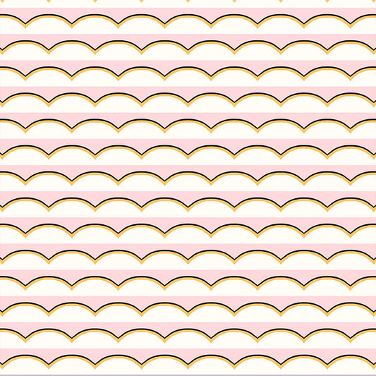 Scallops Wallpaper - Pink and Yellow