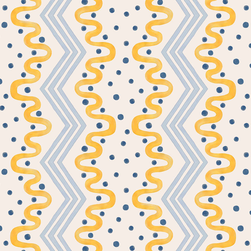 Madame Ziggle Wallpaper - Yellow and Blue