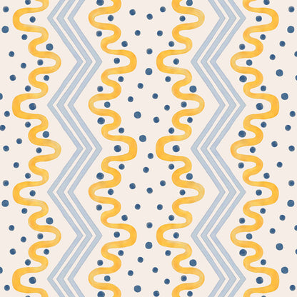 Madame Ziggle Wallpaper - Yellow and Blue