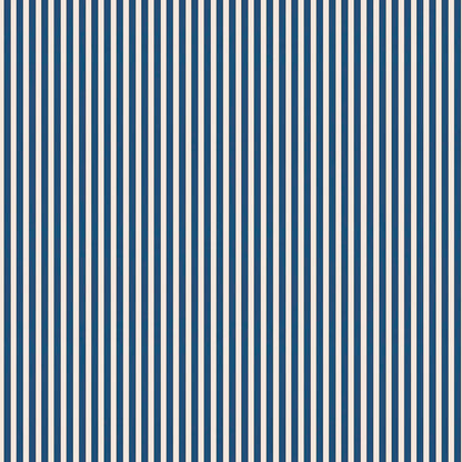 Tuscan Stripes Wallpaper - Navy Blue & Oatmeal