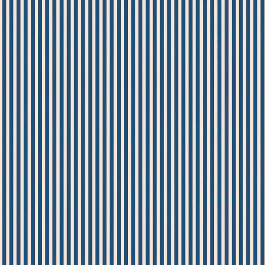 Tuscan Stripes Wallpaper - Navy Blue & Oatmeal