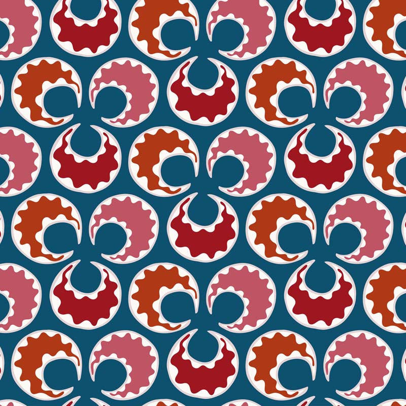 Chintamani Fun Wallpaper  - Blue and Red