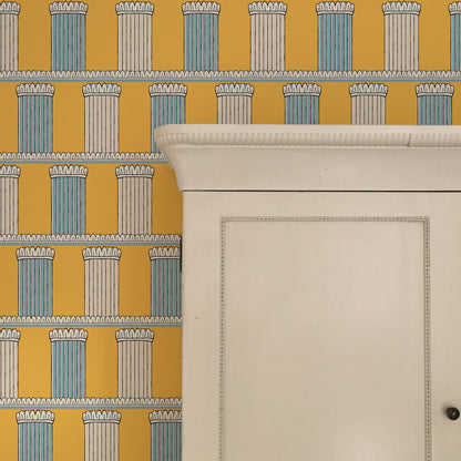 Pillars Wallpaper - Yellow and Blue