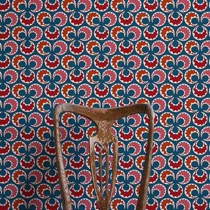 Chintamani Fun Wallpaper  - Blue and Red