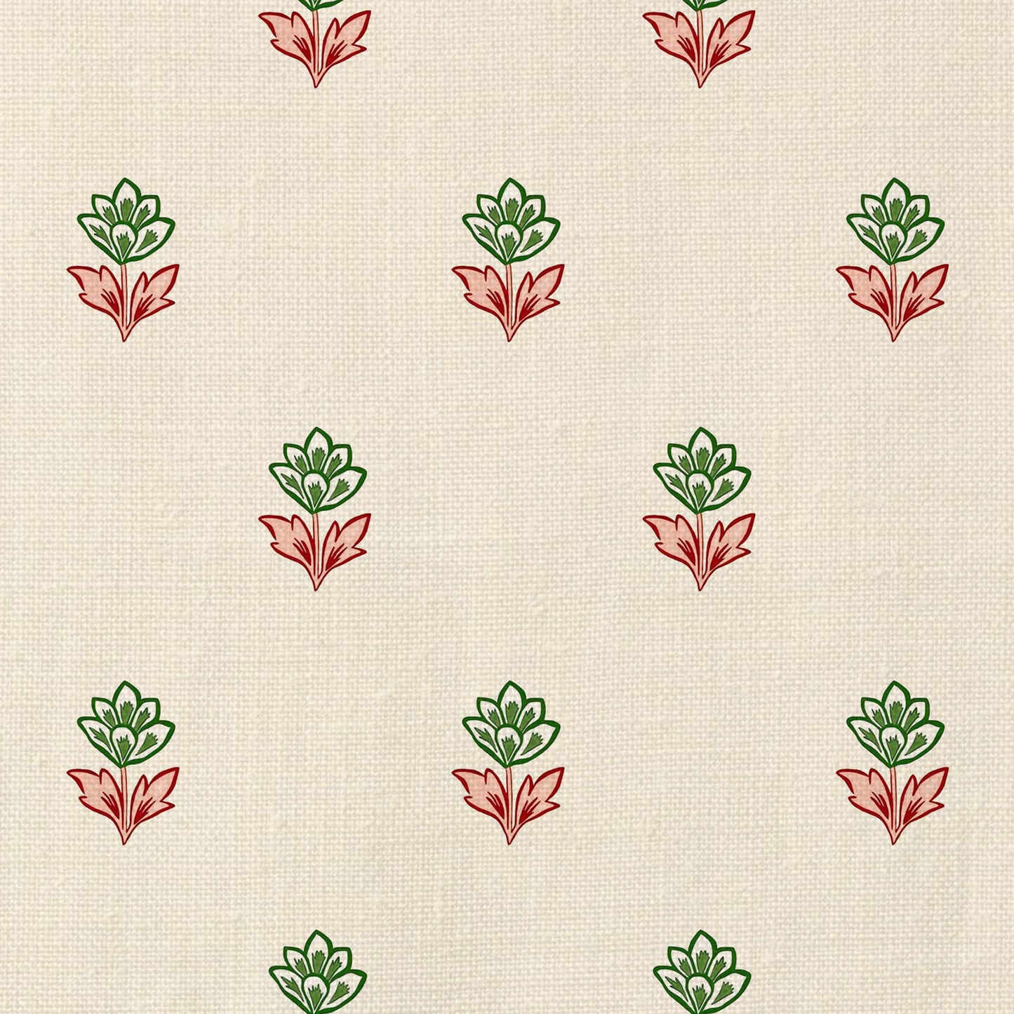 Indian Tulips Fabric - Pink and Green
