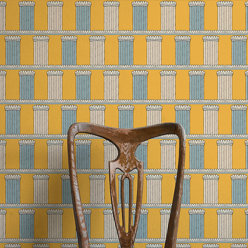 Pillars Wallpaper - Yellow and Blue