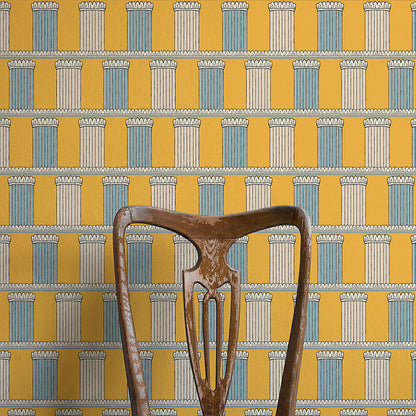 Pillars Wallpaper - Yellow and Blue