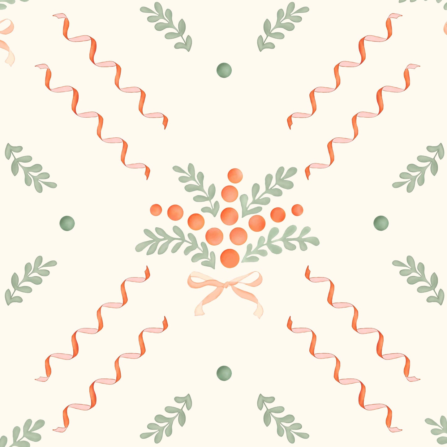 Berries and Bows Wallpaper - White
