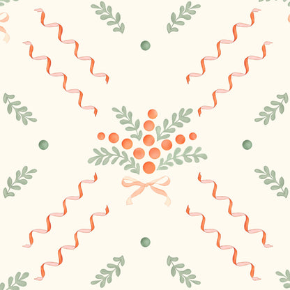 Berries and Bows Wallpaper - White