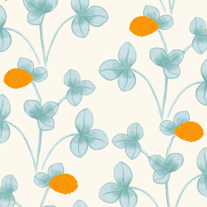 Chintz Constance Wallpaper - Light Blue & Marigold