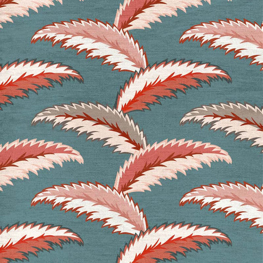 Persian Palm Fabric - Soft Teal