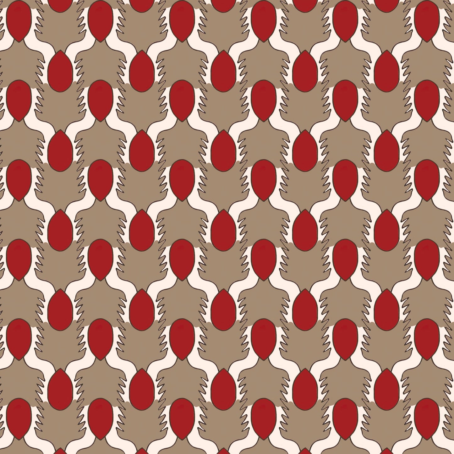 Happy People Wallpaper - Beige and Red