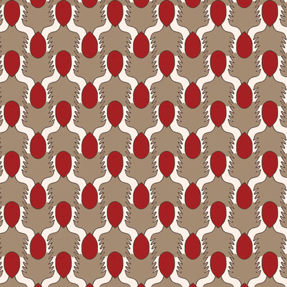 Happy People Wallpaper - Beige and Red