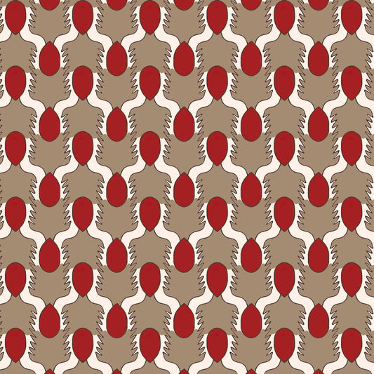 Happy People Wallpaper - Beige and Red