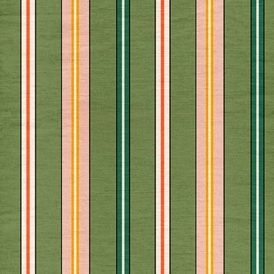 Sporty Stripes Fabric - Green - Indoor/Outdoor