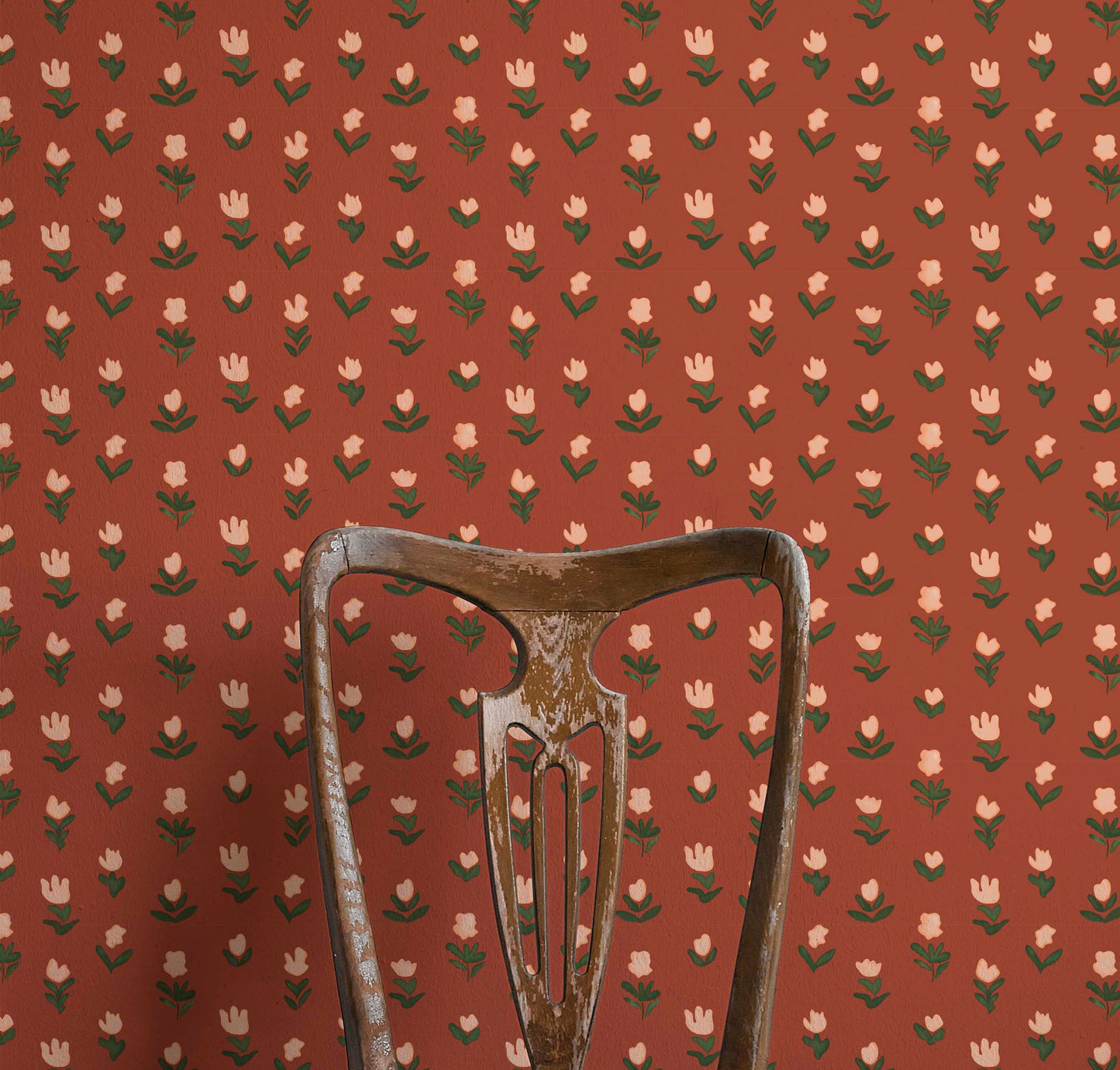Little Wild Tulips Wallpaper - Earthy Pink