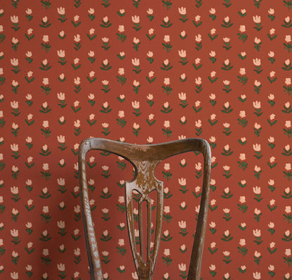 Little Wild Tulips Wallpaper - Earthy Pink