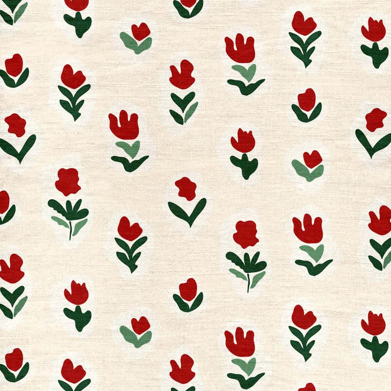 Little Wild Tulips Fabric - Red