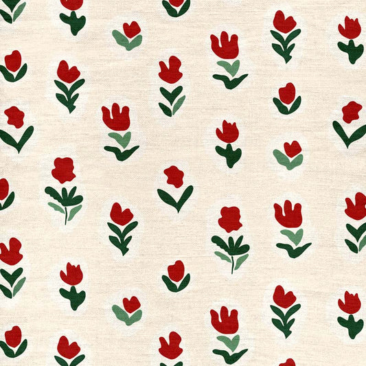 Little Wild Tulips Fabric - Red